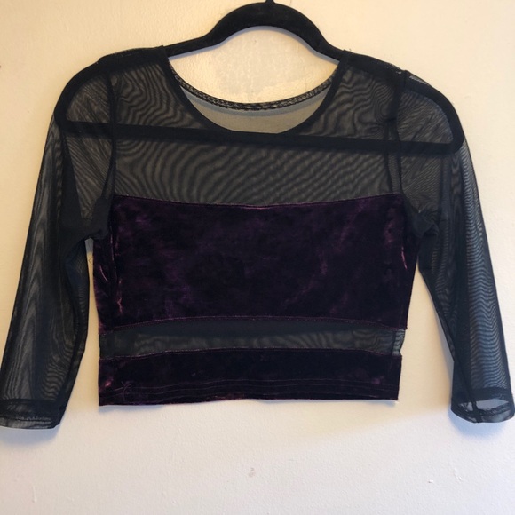 Urban Outfitters Mesh Velour Crop Top - Picture 5 of 6